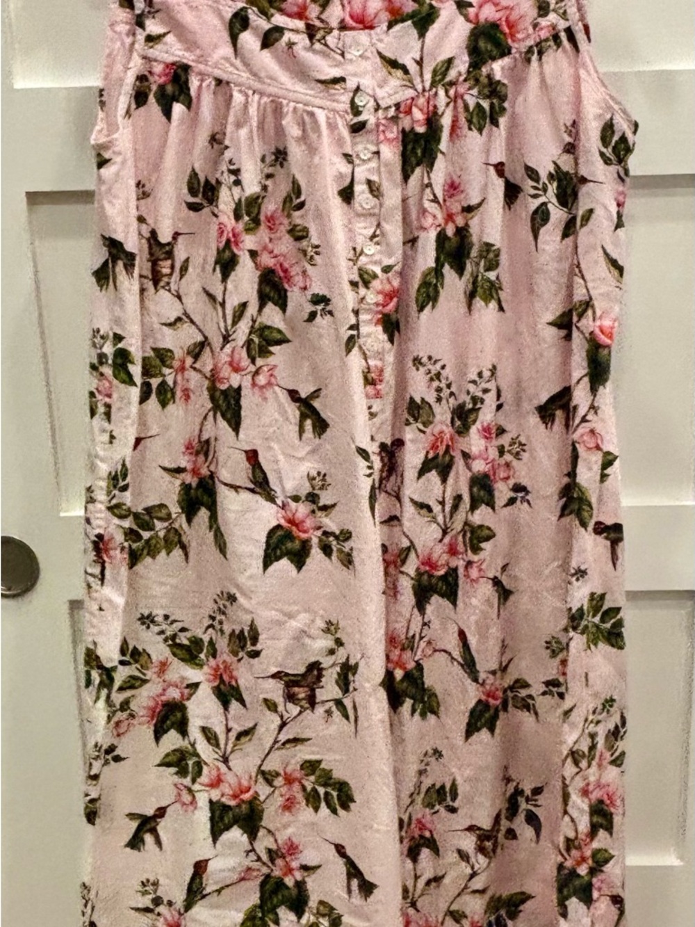 Heidi Carey Pink Hummingbird Floral Robe and Matching Nightgown 100% Cotton - Picture 4 of 10
